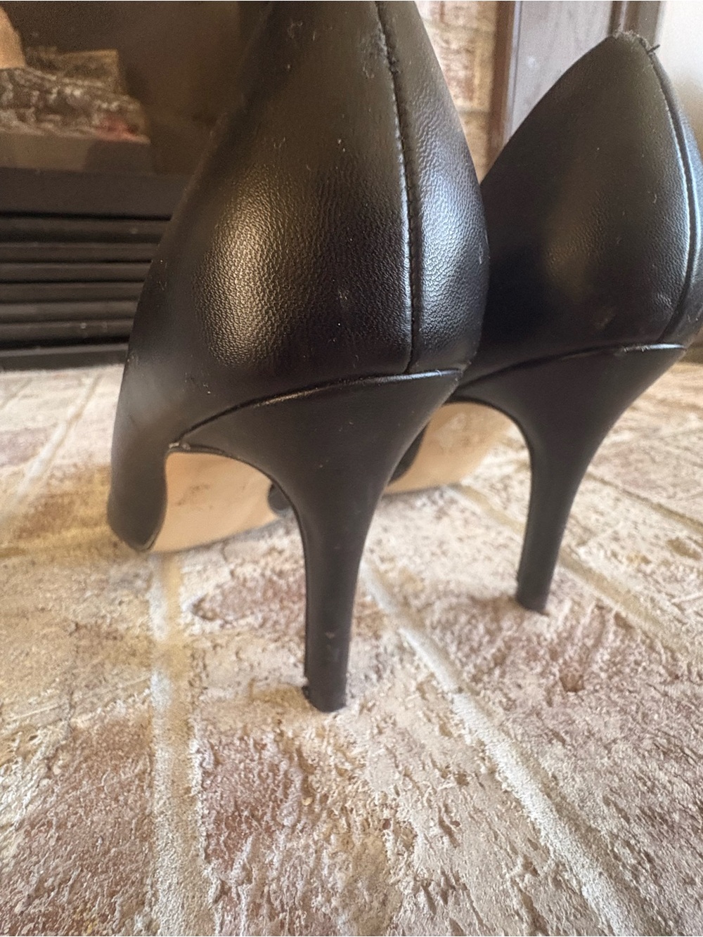 ALDO Black Leather Pointed-Toe Heels - Picture 6 of 9